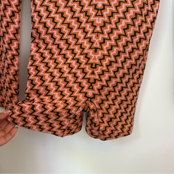 Urban‎ Outfitters Ribbed Polo Zig-Zag Playsuit Romper Medium Pink Long Sleeve - Picture 5 of 10